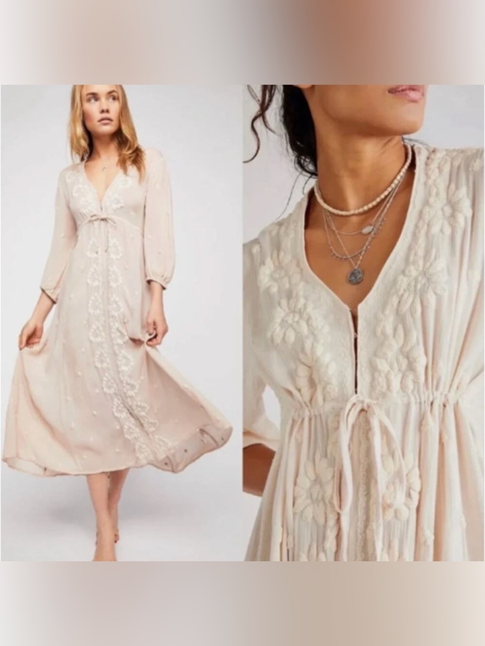 Free People Women’s Embroidered Fable Midi Maxi Dress